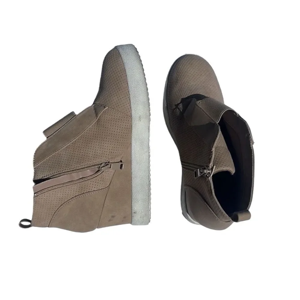 Qupid Perforated High Top Wedge Sneaker 19358